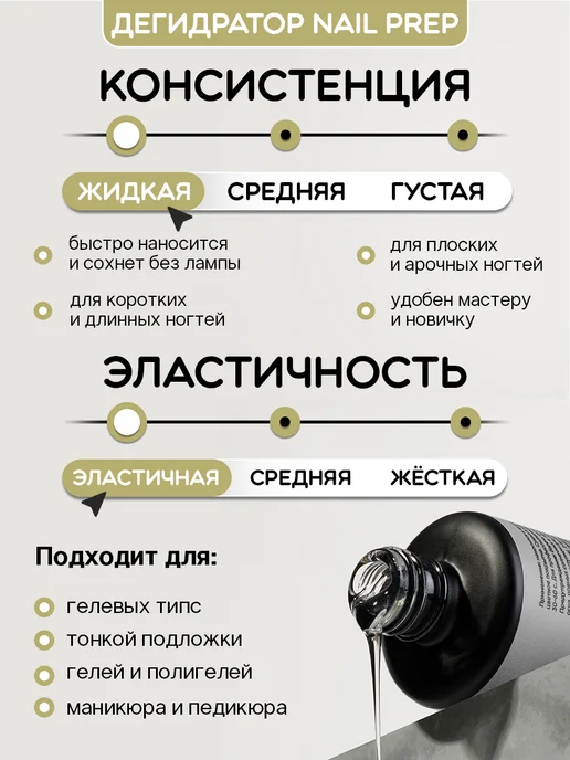 MISHKA JELLY Дегидратор для ногтей с кисточкой Nail Prep обезжириватель, вариант, фото 2
