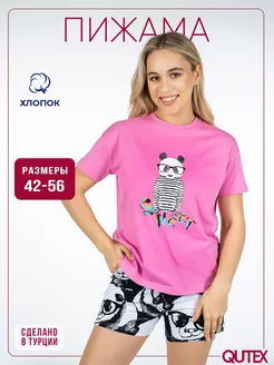 Пижама женская с шортами QUTEX 229377620 купить за 483 ₽ в интернет-магазине Wildberries