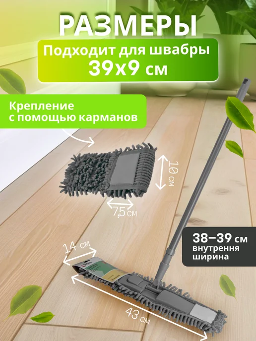 PERFECTO LINEA Сменная насадка для швабры из шенилла серая (44-431020), серый, фото 3