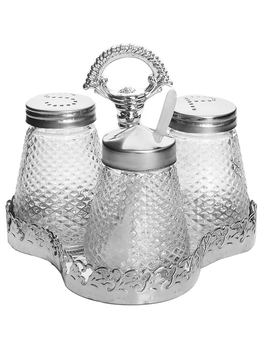 Набор для специй на стол на подставке стекло нержавейка 3 шт - фото 7