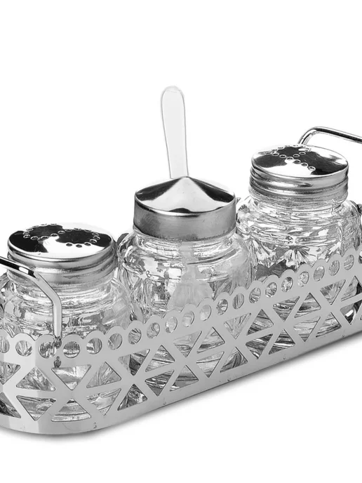 Набор для специй на стол на подставке стекло нержавейка 3 шт - фото 9