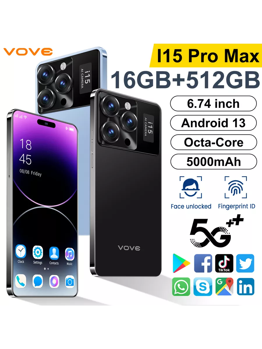 5G смартфон i15 Pro max русское меню Телефон HD vove 229424208 купить в  интернет-магазине Wildberries