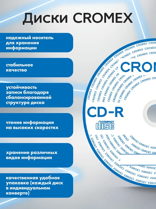 CROMEX CD R диски для записи музыки фото видео мрт кт набор 50 шт, 50 шт, фото 5