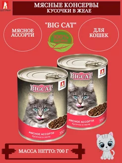 BIG CAT КОРМ ДЛЯ КОШЕК МЯСНОЕ АССОРТИ ЖЕЛЕ - 2 банки ЗООГУРМАН 229633209 купить за 304 ₽ в интернет-магазине Wildberries