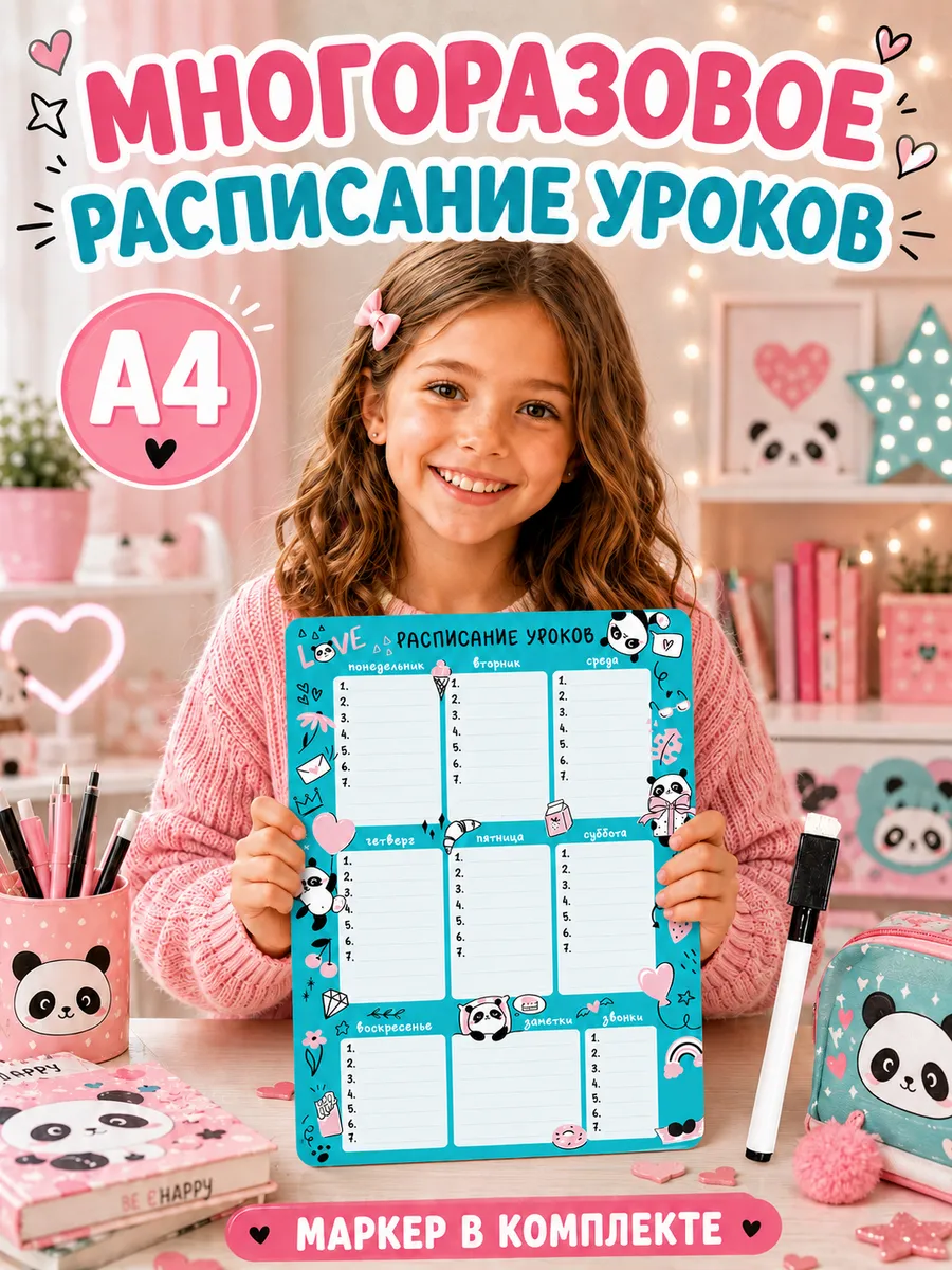 Расписание уроков настенное Панда