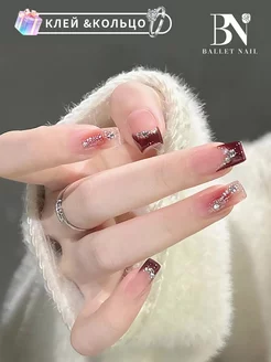 Накладные ногти длинные с дизайном и клей в школу Ballet Nail 229639896 купить за 174 ₽ в интернет-магазине Wildberries