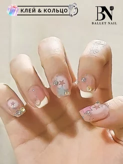 накладные ногти короткие с дизайном и клей в школу Ballet Nail 229639904 купить за 211 ₽ в интернет-магазине Wildberries