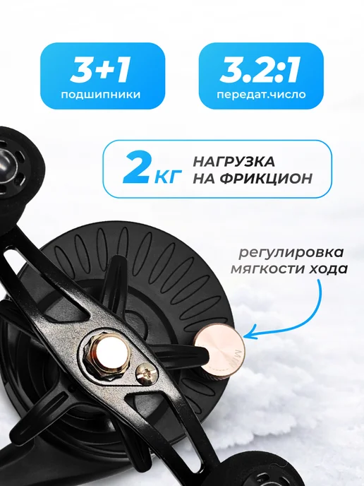 ADMIRAL Катушка мультипликаторная зимняя под левую руку, синий, фото 2