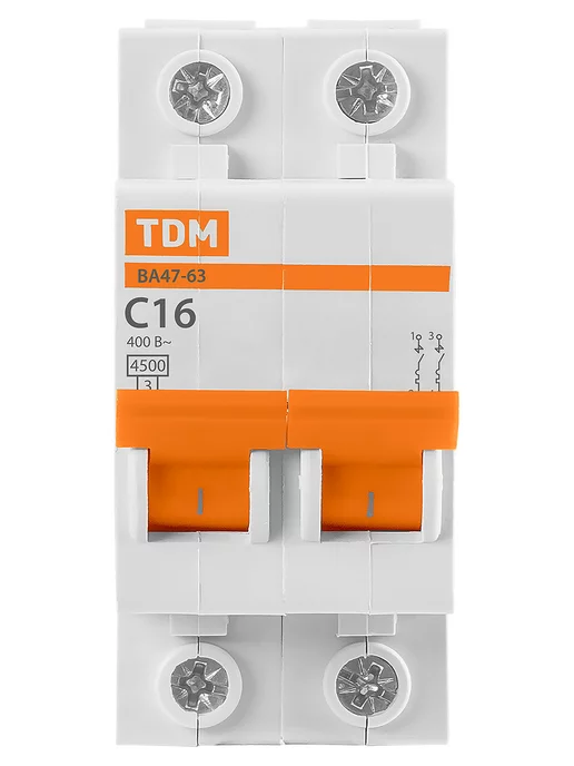 TDM Electric Автоматический выключатель ВА47-63 2Р 16А 4,5 кА тип С TDM, белый, фото 4