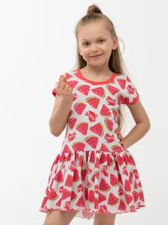 Платье летнее белое-красное трикотажное нарядное миди Детский трикотаж RONDA 229765352 купить за 425 ₽ в интернет-магазине Wildberries