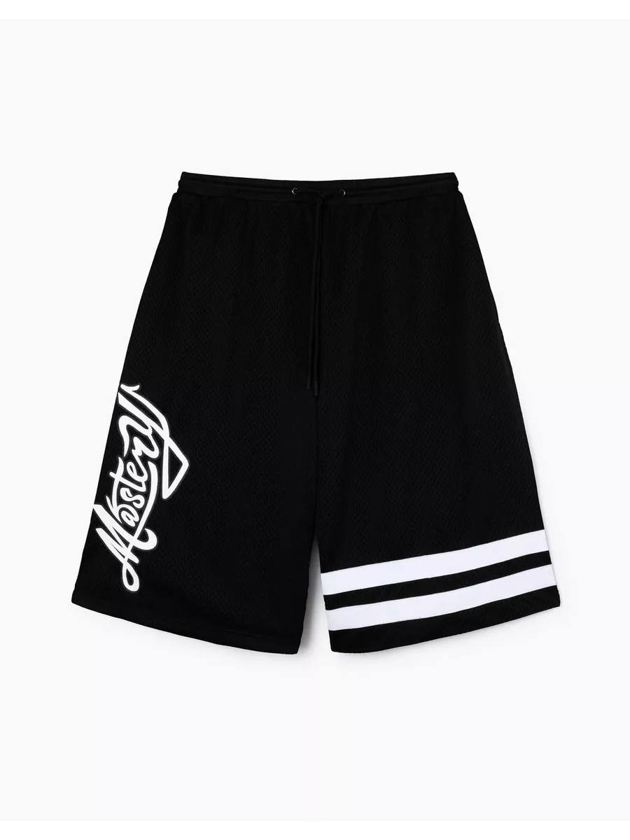 Чёрные шорты oversize из сетки...