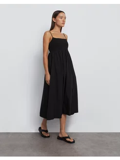 Чёрное расклёшенное платье на бретелях Gloria Jeans 229787610 купить за 2 799 ₽ в интернет-магазине Wildberries