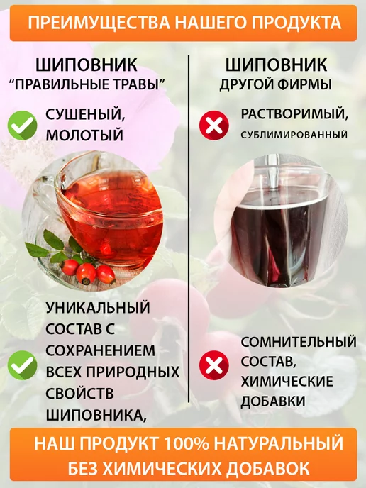 ПРАВИЛЬНЫЕ ТРАВЫ Шиповник сушеный растворимый 500 г, 500 г, фото 3