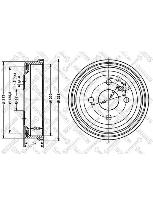STELLOX Барабан тормозной задний, для Опель Астра F 1991-1999, вариант, фото 5