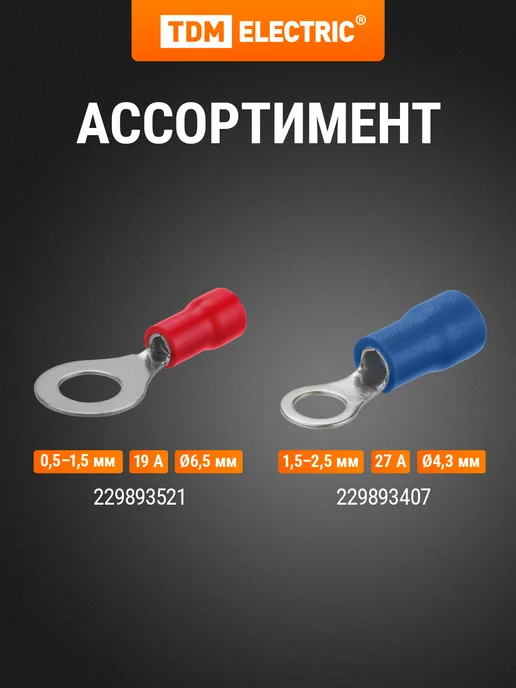 TDM Electric Наконечник кабельный НКИ 1,25-6 кольцо 0,5-1,5мм (100шт) TDM, 100 шт, фото 7