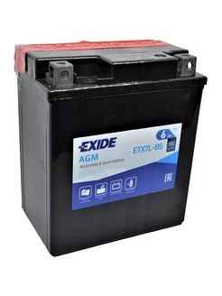 Аккумулятор 6Ач "EXIDE AGM ETX7L-BS" О.П. 113х70х130