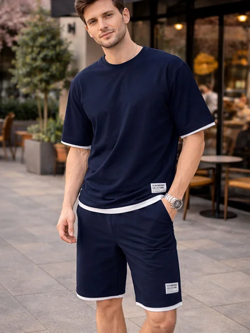 FT-STYLE Костюм летний с шортами и футболкой, синий, фото 3