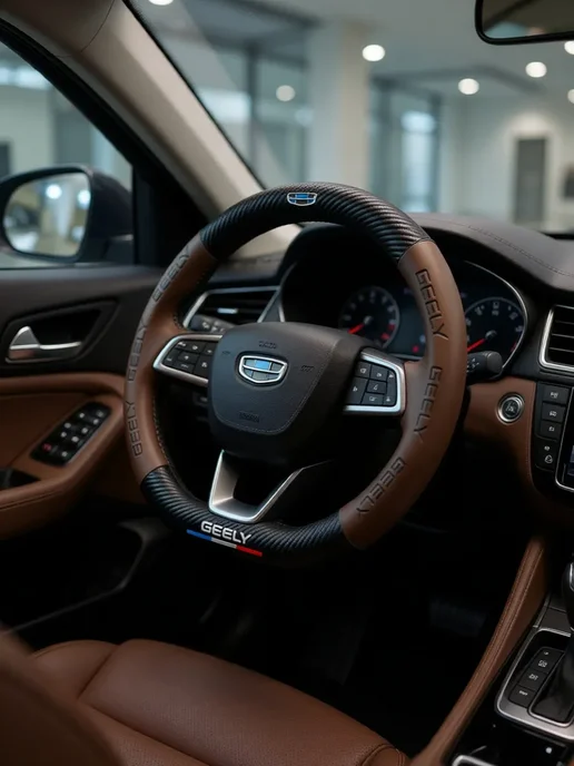MyPads Спортивная оплетка-чехол на руль для автомобиля Geely Emg, коричневый