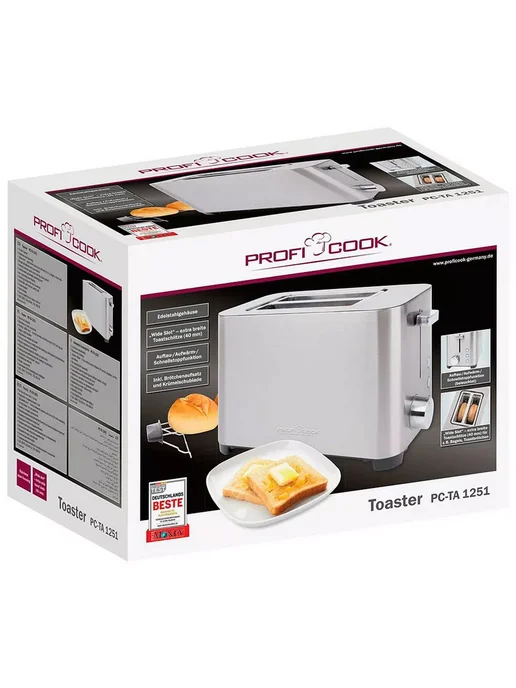 Тостер Profi Cook PC-TA 1251 нержавеющая сталь, серый, фото 3