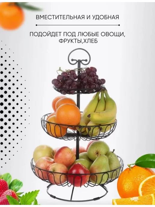 OptexpresTV Трехъярусная фруктовница, черный, фото 3