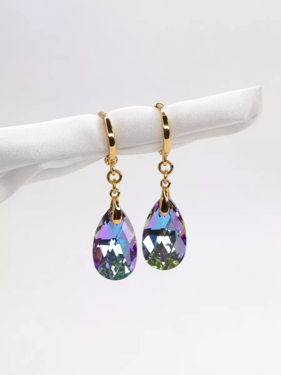 Серьги вечерние подвески Swarovski