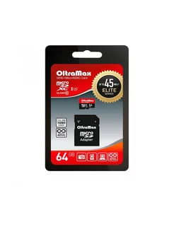 Карта памяти MICROSDXC 64GB CLASS 10 + адаптер SD 45 MB S