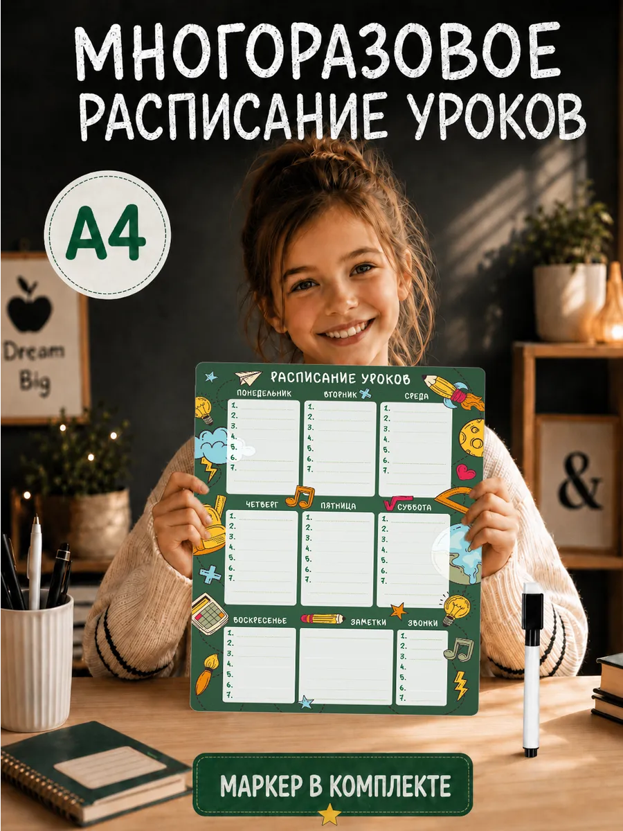 Расписание уроков настенное Школьная доска