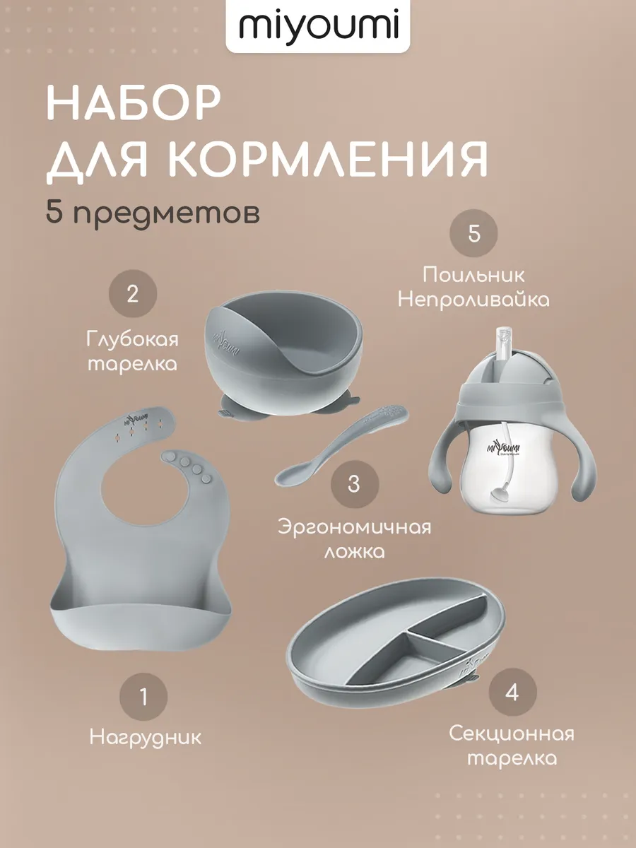 Набор детской посуды для кормления силиконовый