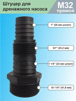 Штуцер для дренажного насоса М32 прямой