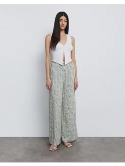 Оливковые брюки Wide leg с принтом Gloria Jeans 230542548 купить за 566 ₽ в интернет-магазине Wildberries