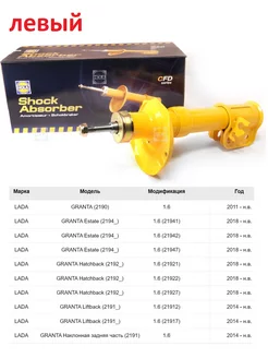Амортизатор стойка передний левый масляный для Лада Гранта