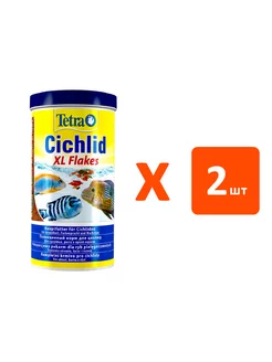 Корм хлопья Cichlid XL Flakes аквариумных рыб цихлид 1 л 2шт