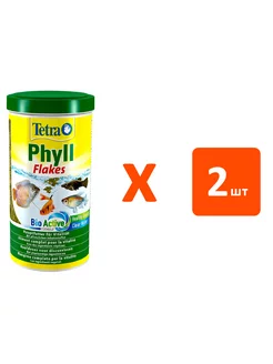 Корм хлопья Phyll Flakes аквариумных травоядных рыб 1 л 2 шт