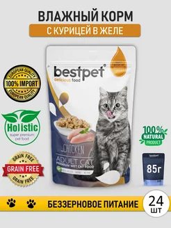 Корм для кошек влажный с Курицей 24 шт. по 85г