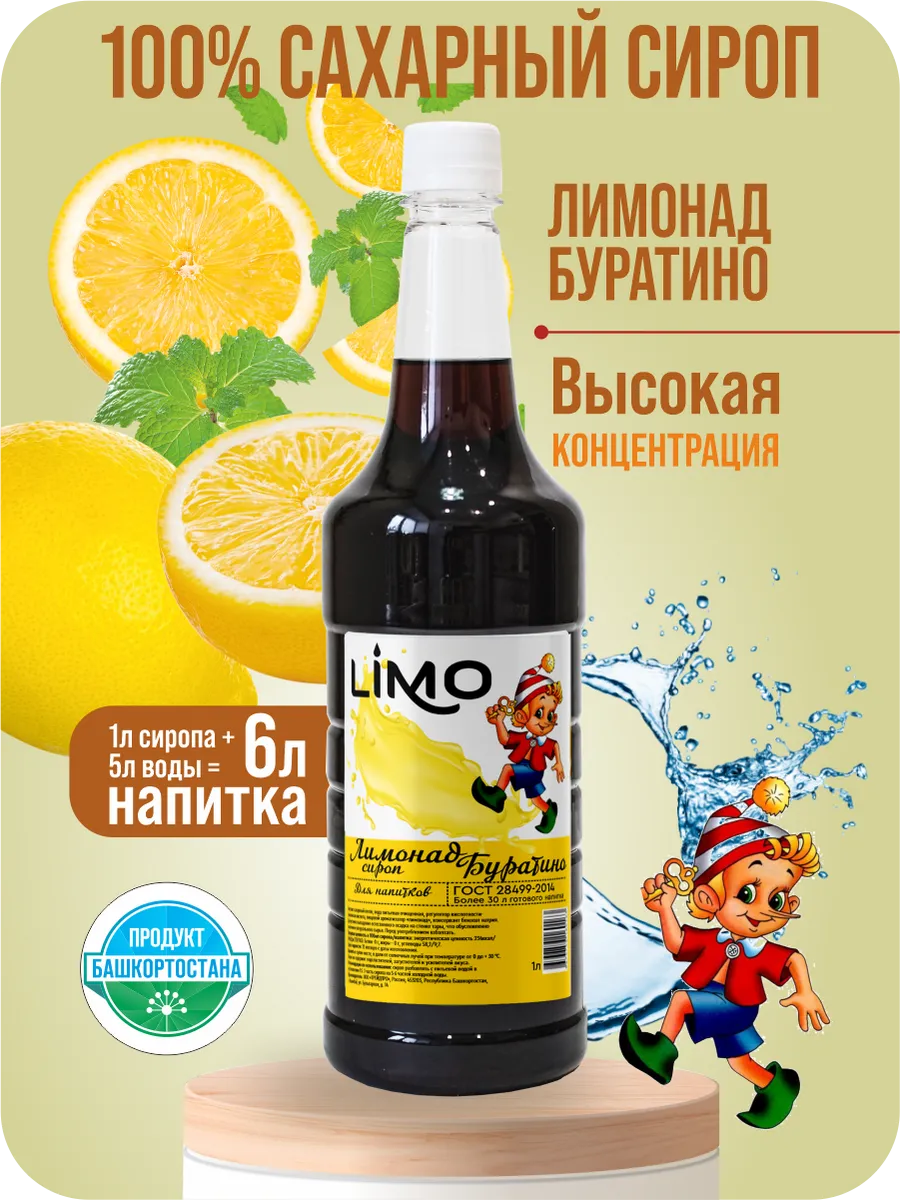 Сироп Буратино для лимонадов и коктейлей 1 литр