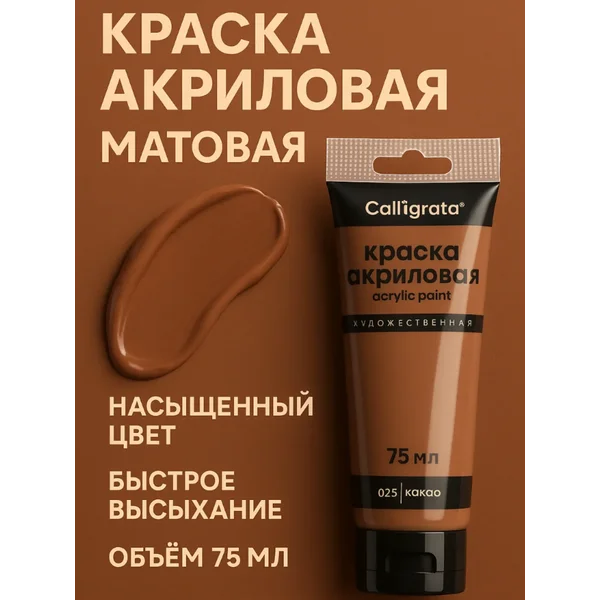 Краска акриловая матовая 75 мл, какао