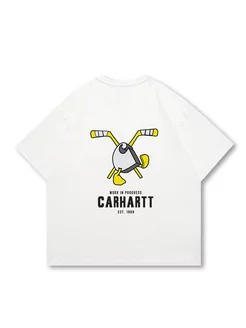 Футболка хлопковая оверсайз Carhartt кархарт с принтом CHOP&CHOP 231000976 купить за 1 246 ₽ в интернет-магазине Wildberries