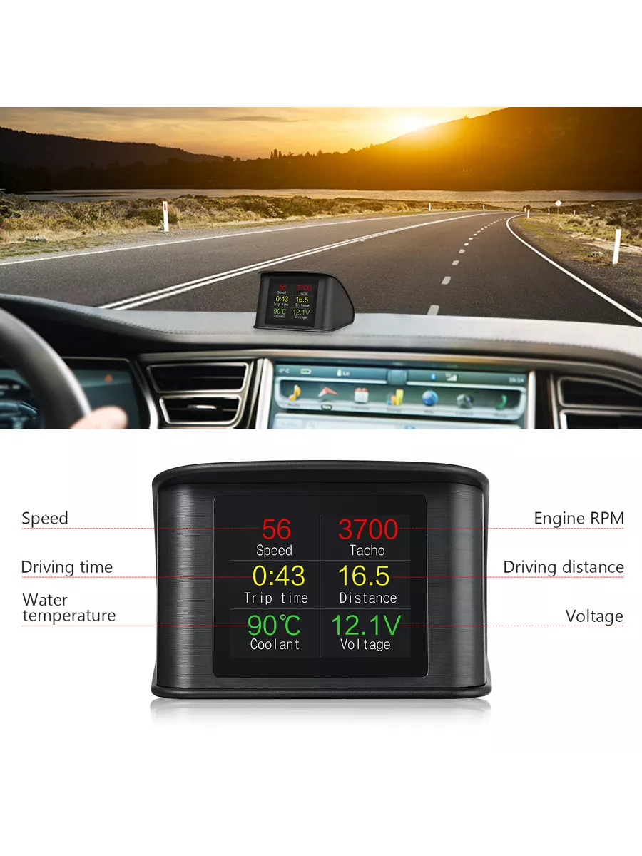 On-board computer HUD P10 obd2