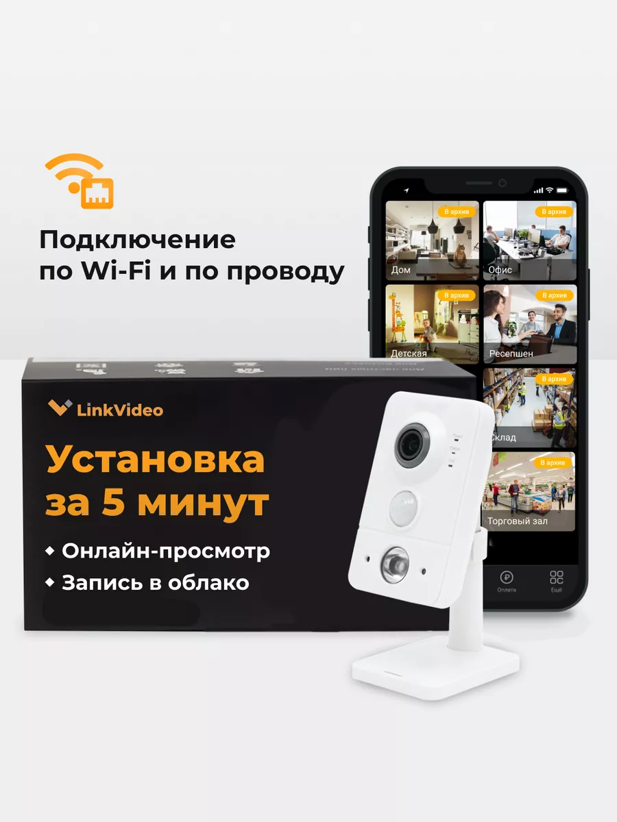 Wi-Fi камера видеонаблюдения для помещений