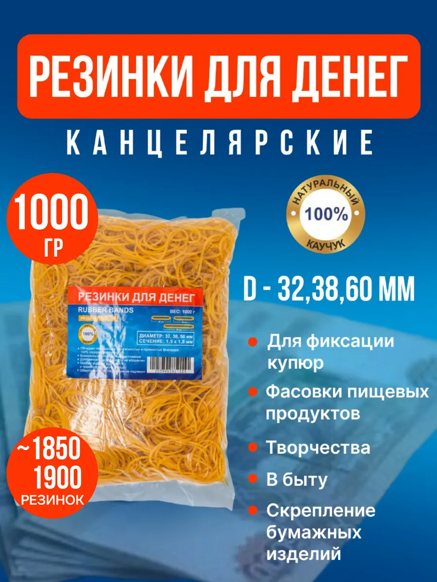 Резинки для денег прочные микс 1850 шт