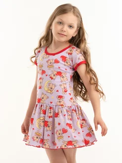 Летнее домашнее трикотажное платье для девочки миди Детский трикотаж RONDA 231087526 купить за 397 ₽ в интернет-магазине Wildberries