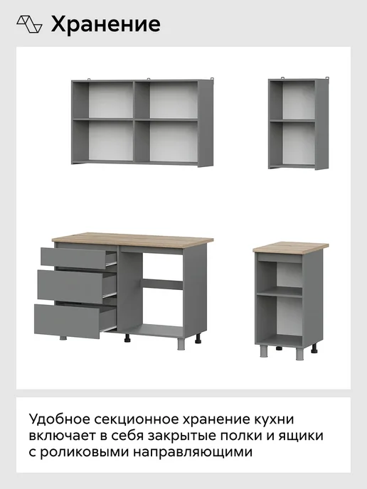 НОНТОН Кухонный гарнитур 1,6м комплект готовый со столешницей, вариант, фото 5