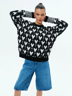 Теплый свитер с сердечками TRENDY KNIT 231107351 купить за 898 ₽ в интернет-магазине Wildberries