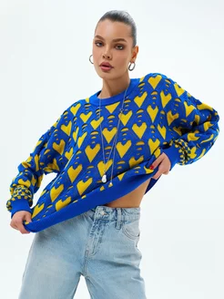 Теплый свитер с сердечками TRENDY KNIT 231107354 купить за 998 ₽ в интернет-магазине Wildberries