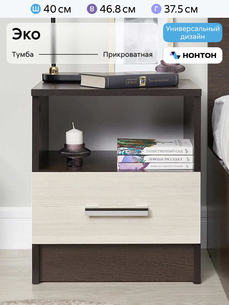 Тумба прикроватная с ящиками Эко