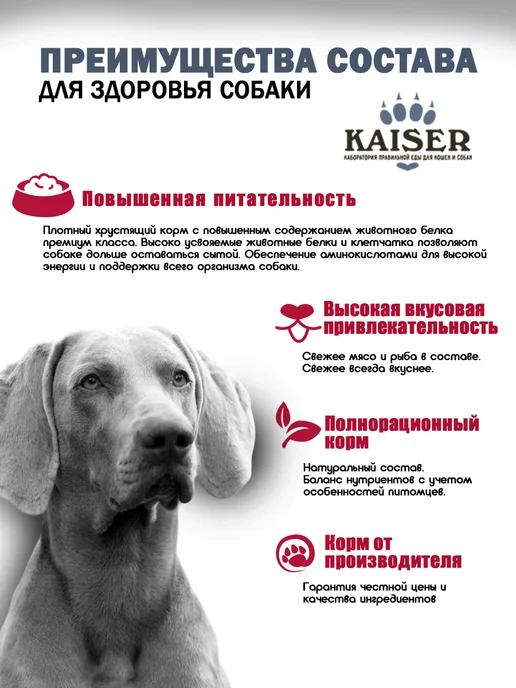 Сухой корм KAISER Грамм для собак, говядина, 0,215 кг, фото 2