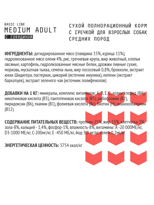 Сухой корм AJO Гречкой для собак, взрослые, средние, 12 кг, фото 3