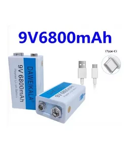 Аккумулятор крона с USB-Type C 9V 6800mAh