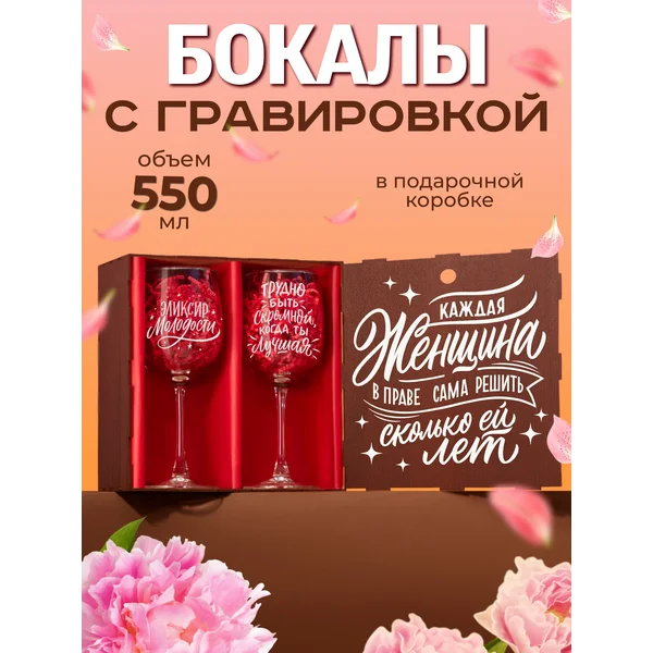 Бокалы для вина 2 шт с надписью подарочные прикольные