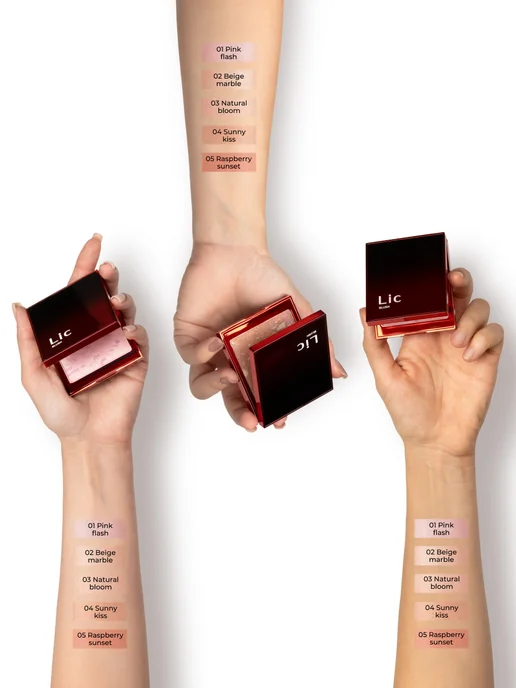 Lic Румяна для лица хайлайтер сухие Blush 01 Pink Flash, розовый, фото 8